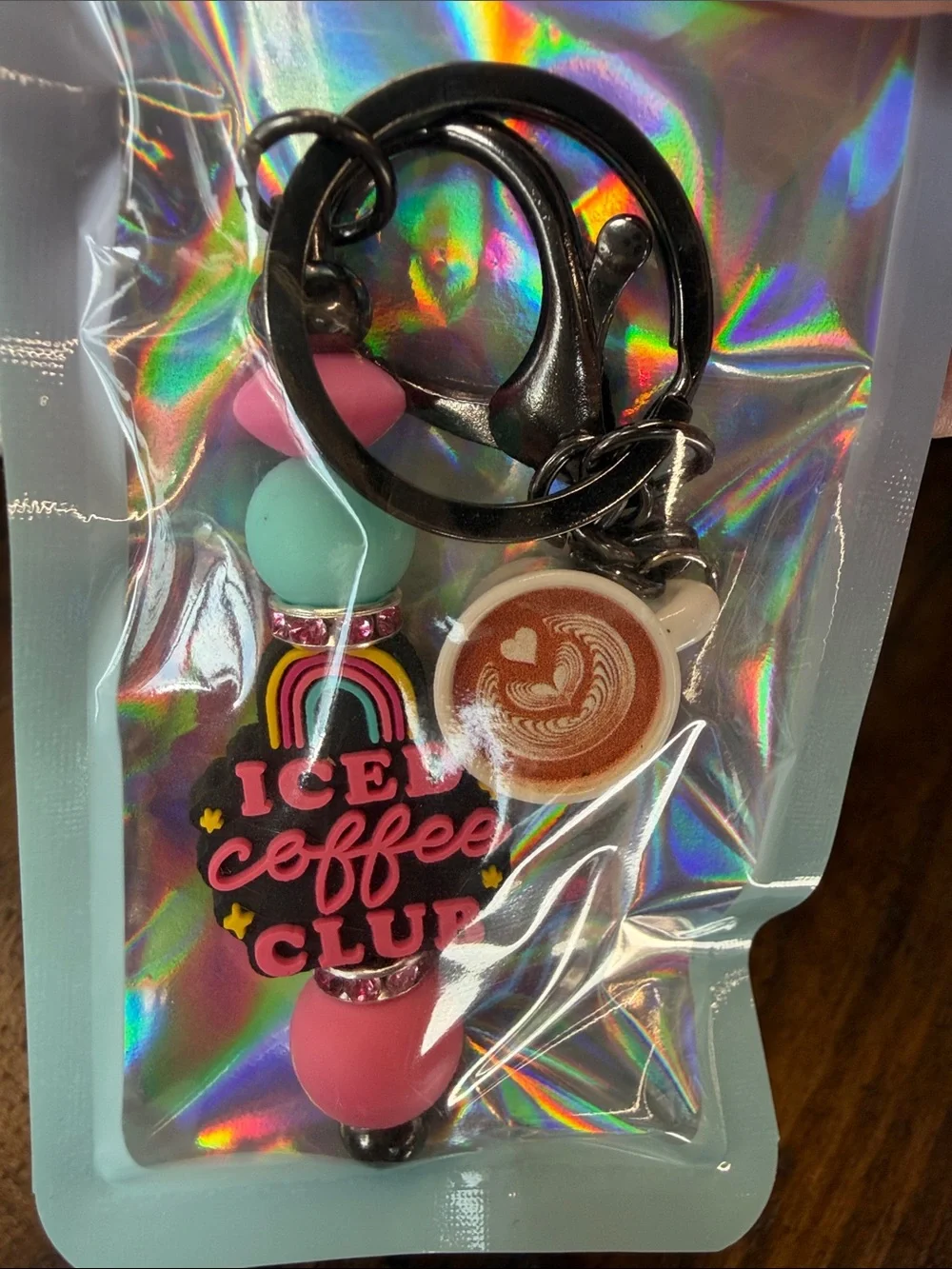 Iced Coffee Club Pink & Teal Keychain Charm